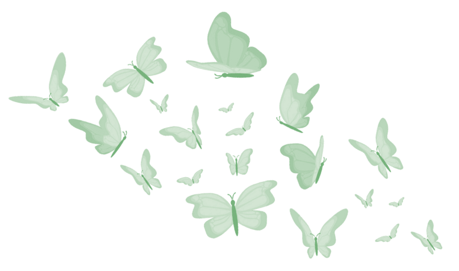 Ilustração decorativa de borboletas no canto superior direito